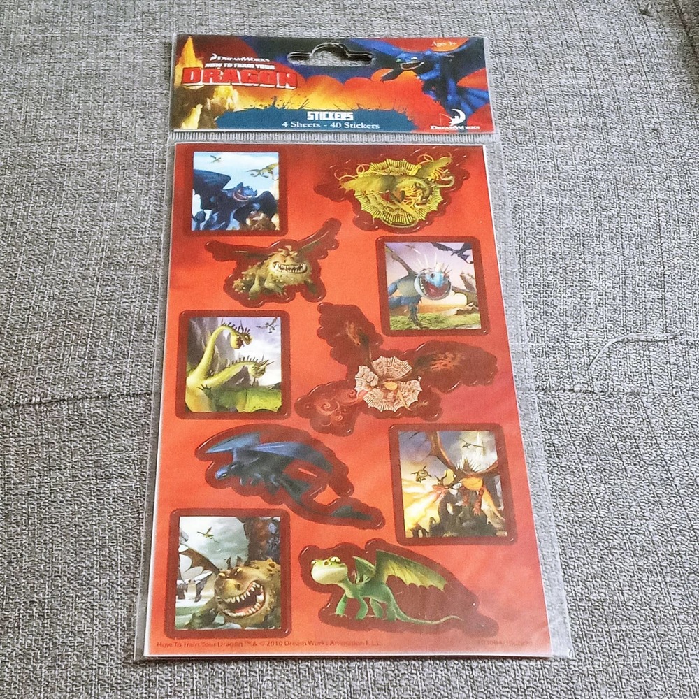 How to Train Your Dragon Sticker Sheets New Factory Sealed 4 Sheets 40 Stickers